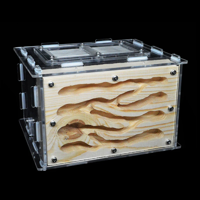 

DIY Acrylic Ant Farm Ecological Acrylic Wood Castle Workshop Ant Nest with Feeding area Insect Ant House for Pet Anthill