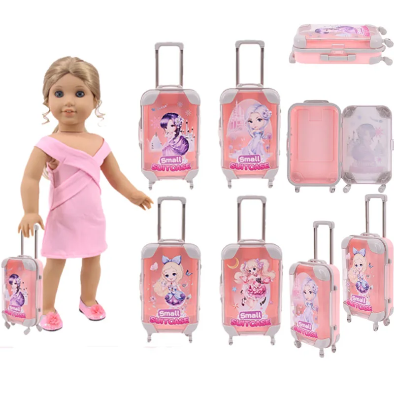 

Pink Translucent Sticker Storage Suitcase Fit 18 Inch Girl And 43 Cm Born Baby Doll Accessories,Our Generation,Children's Toys