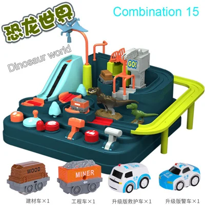 DIY трек-игрушки 3D автомобильный трек, приключенческий комплект автомобилей, сборка железная дорога игрушечные модели автомобиля, парковка для детей, день рождения - Цвет: Combination 15