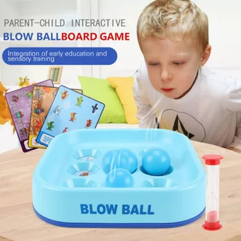 

Blowing Ball Board Game Cartoon Pattern Printed Card Non Toxic Parent-child Educational Toy Table Concentration Training Tool