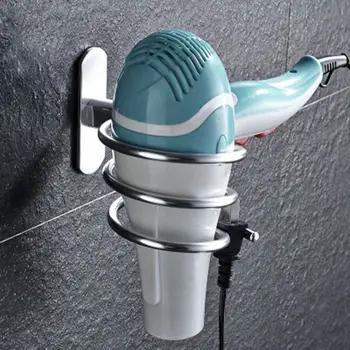

Wall Mounted Hair Dryer Holder Rack Self Adhesive Space Aluminum Bathroom Shelf Storage Stand Nail Free No Drilling Dropship