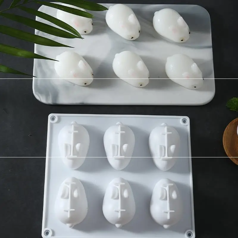 Celebrity 6 Even Bunny Pudding Molded Silicone Chocolate Mousse Cake Custard Cakes Bakery Abrasives