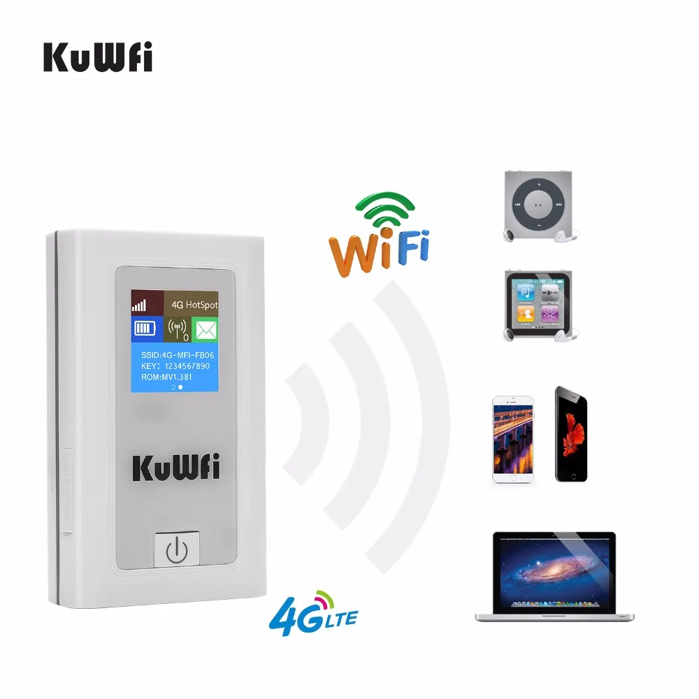 KuWFi-Power-Bank-4G-LTE-Router-3G-4G-Sim-Card-Wifi-Router-Pocket-150Mbps-CAT4-Mobile - 