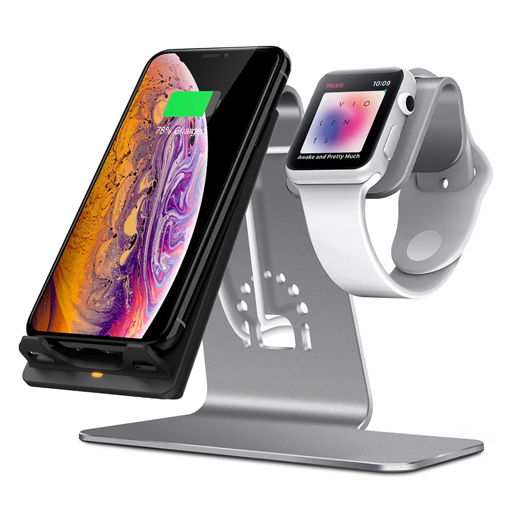 

2in1 Phone Charging Station Wireless Fast Charger+Bracket for iWatch