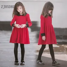 Новинка; весеннее платье для больших девочек; платья принцессы; одежда для детей-подростков; Детские хлопковые красные платья; Vestidos; детская одежда с длинными рукавами