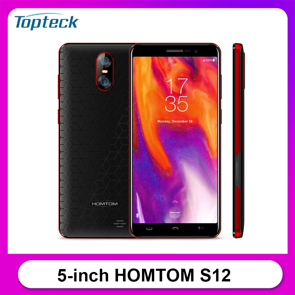 HOMTOM S12 полный Экран мобильный телефон 1 Гб + 8 5 0 дюймов Android 6 4 ядра 8MP 2MP Сзади