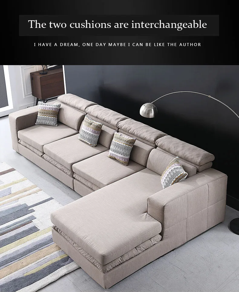 Высококачественный диван для гостиной, мебель для дома, современный дизайн, каркас из хлопчатобумажной ткани, мягкий латекс с губкой, L форма, мебель для дома
