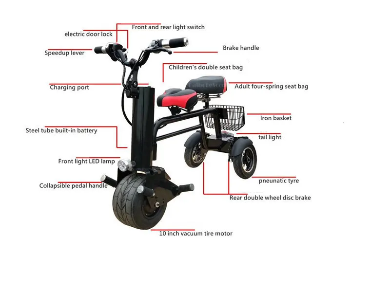 New Electric Motorcycle Scooter Three Wheel Electric Scooters 450W 60V 3 Wheel Electric Scooter with 2 Seats for Adult (3)