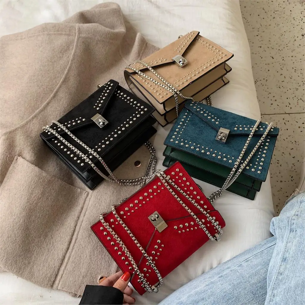 

JODIMITTY 2020 Chain Rivet Lock Crossbody Bag Female Scrub PU Leather Small Shoulder Messenger Bags For Women Travel Mini Bags