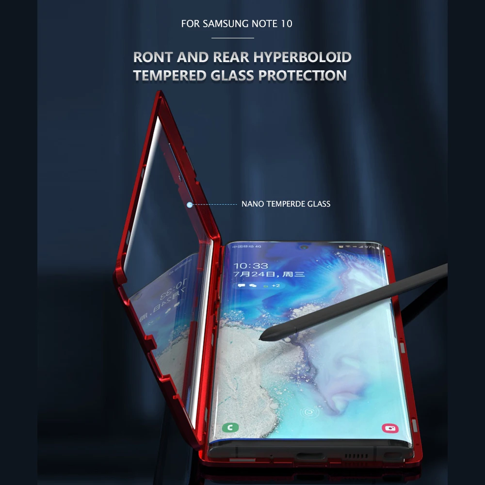 Магнитный адсорбционный металлический чехол для телефона samsung Galaxy S10 S9 Plus Note 10 9 Note10 pro двусторонний стеклянный Магнитный чехол s