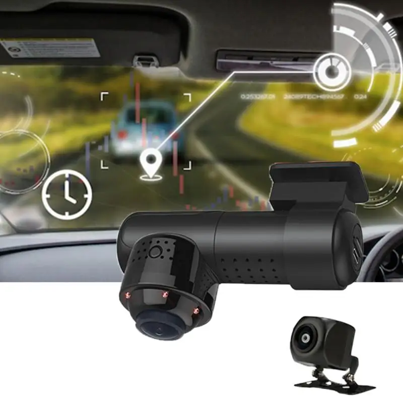 360 градусов умный широкий угол ночного видения циклическая запись Dash Cam Автомобильная панорама Инфракрасный HD парковочный монитор DVR wifi в режиме реального времени