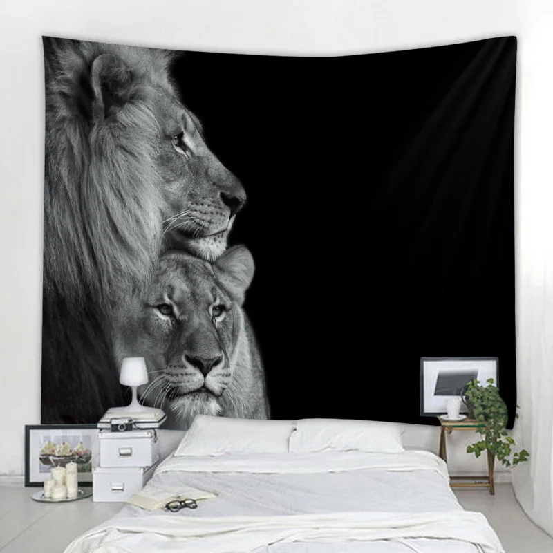 Running horse 3d printing tapestry lion elephant wall hanging polyester fabric home decoration mandala bohemian wall decoration