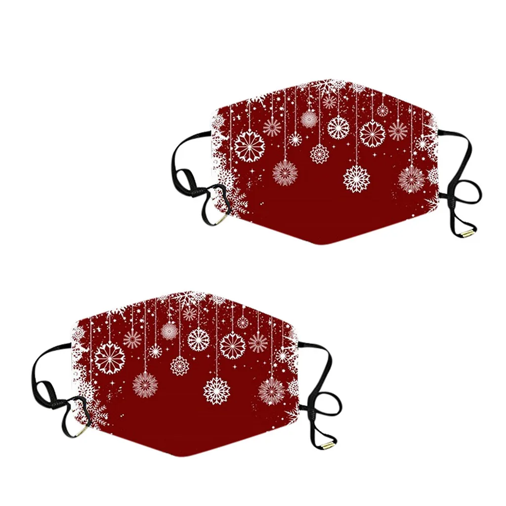 2 шт. модная многоразовая маска для лица взрослых Рождественские принты