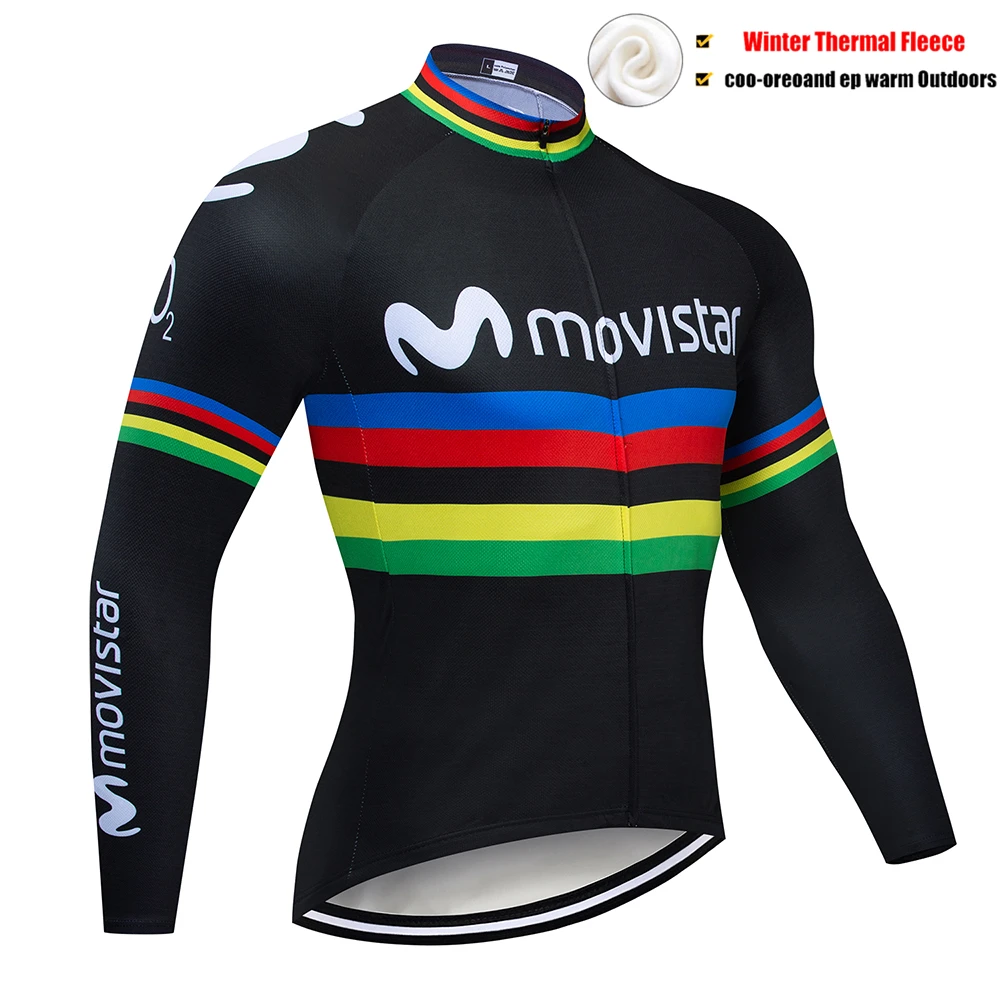Pic Color Movistar Pro Team зимний теплый флисовый длинный комплект одежды для мужчин, Велоспорт Джерси, нагрудник, велосипед, Ropa Ciclismo, велосипедная одежда - Цвет: Pic Color
