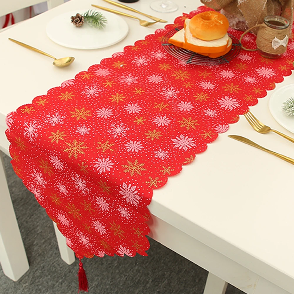 

180*35cm Christmas Table Runner Mat Xmas Embroidery Linen Table Flag Tablecloths for New Year Party Decoration Banquet