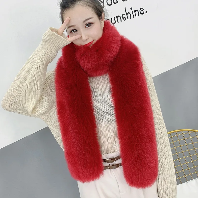 wine red Qearlstar супер роскошный женский шарф из искусственного меха лисы Высокое качество Шали Обертывания свадебные пашмины глушитель 180*15 см YT29 - Цвет: wine red