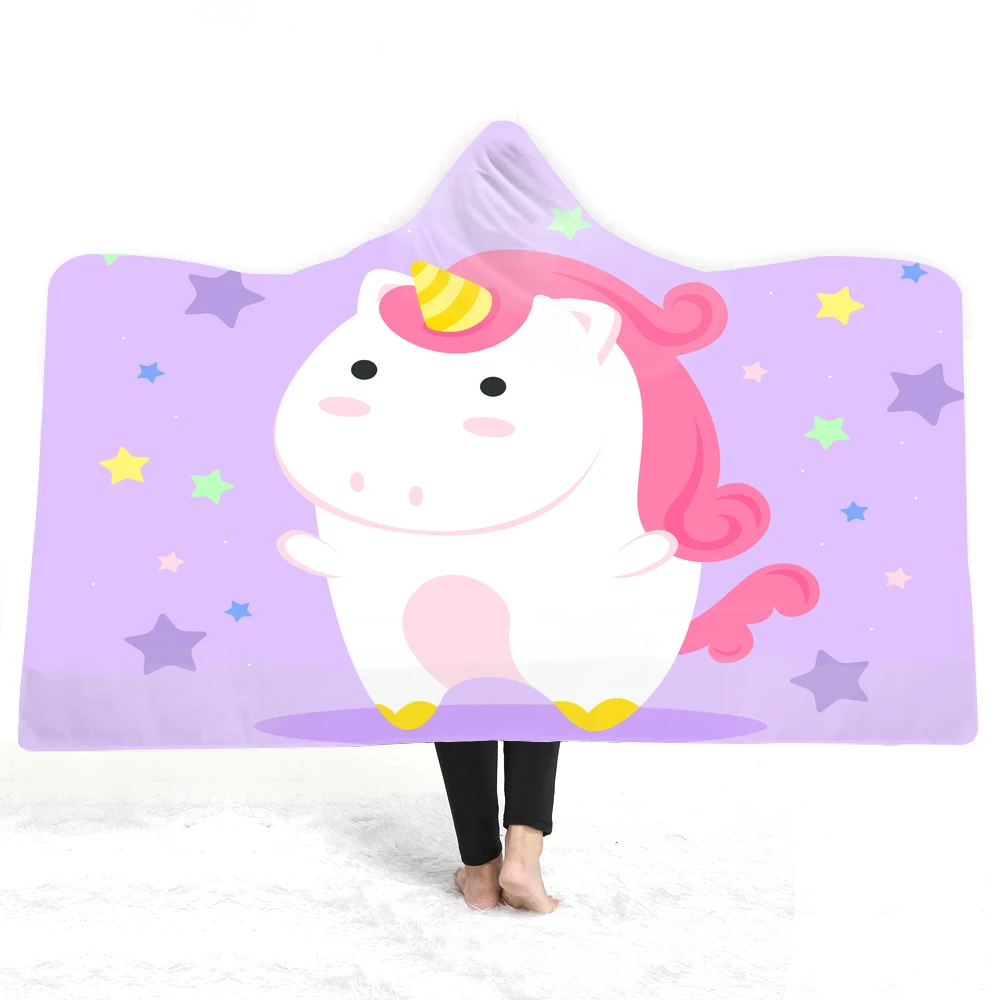 

Kids Bedding Unicorn Sherpa Fleece Blanket Stars Pattern Thick Warm Blanket Rainbow Wearable Plush Throw Blanket for Travel Nap