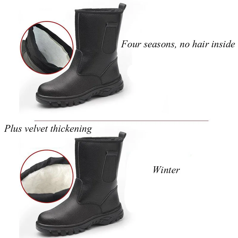 Najtaniej Zimowe buty ochronne s Cap stalowe Toe buty ochronne buty męskie obuwie robocze męskie wodoodporne czarne obuwie odporne na zużycie DXZ092