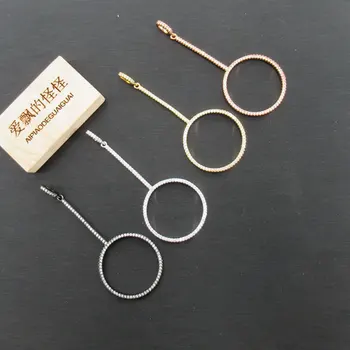 

APDGG 30X60mm gold plated Micro cubic zircon CZ round circle connector necklace bracelet pendant Jewelry DIY Jewelry Findings