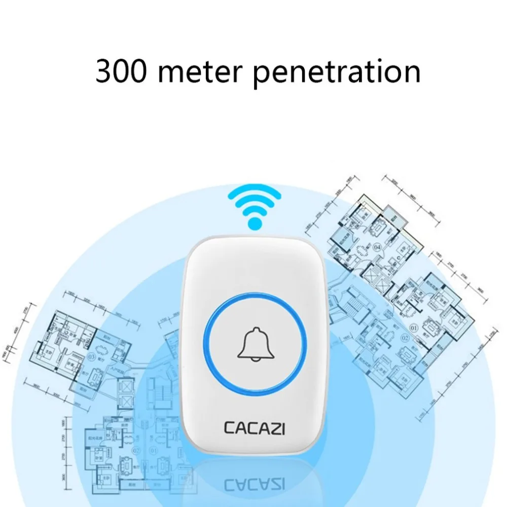Автономный беспроводной дверной звонок, умный беспроводной дверной звонок, без зарядки, водонепроницаемый, 300 м, 38 мелодий для складов, для дома, офиса
