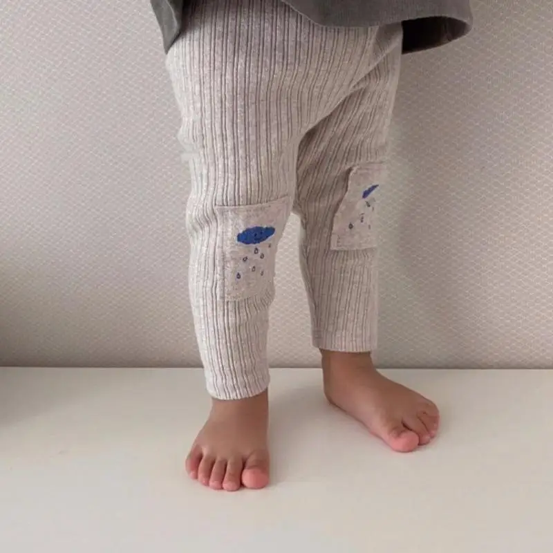 Spring Knee Patch Baby Pants Toddlers Kids Girls Leggings Boys Ribbed Long Pants Children Elastic baby trousers cotton pants baby leggings