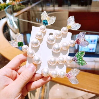 

New Mermaid Fishtail Pearl Hair Clips Fashion Girls Barrette HairPins Girl Hair Accessories Handmade Hairgrip
