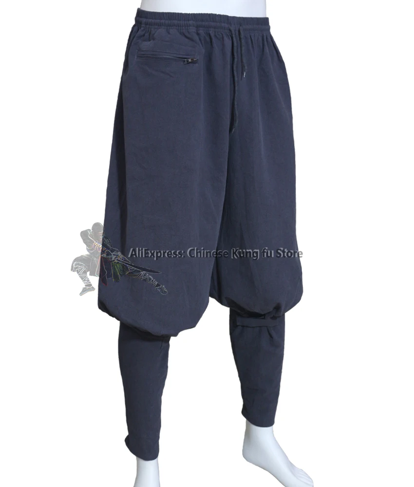 Thick Cotton Buddhist Monk Trousers Shaolin Tai Chi Kung fu Pants New Design 4 Colors