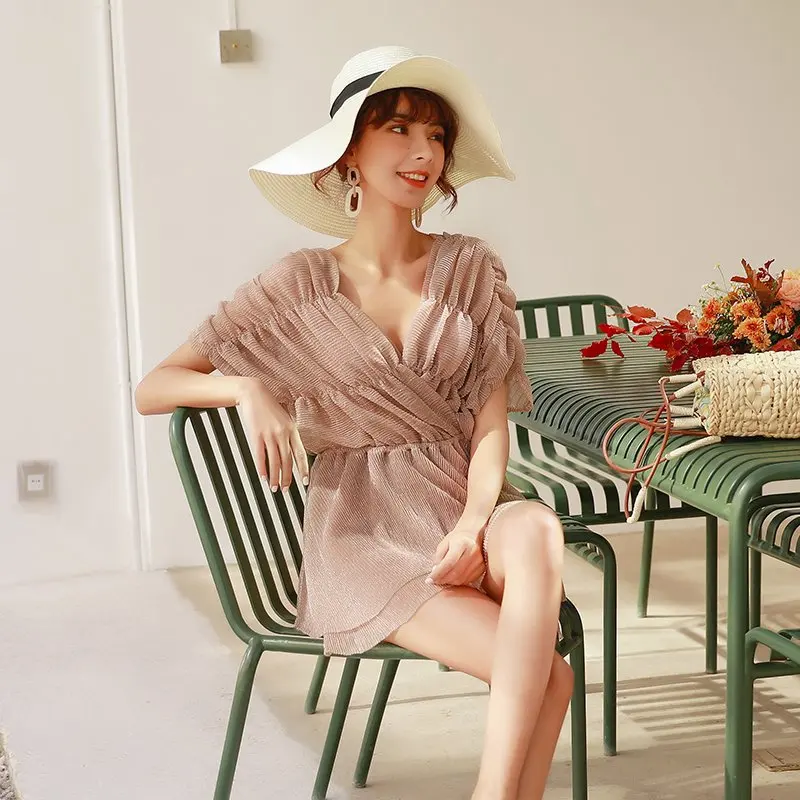 

2019 High-End Skirt Bikini Sexy Three-piece Set Bathing Suit Women's Size Chest Belly Covering Slimming South Korea Hot Springs