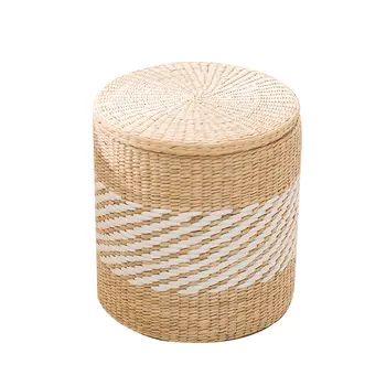 

Straw made solid wood storage stool storage stool cane made shoes stool sofa stool makeup stool can seat people