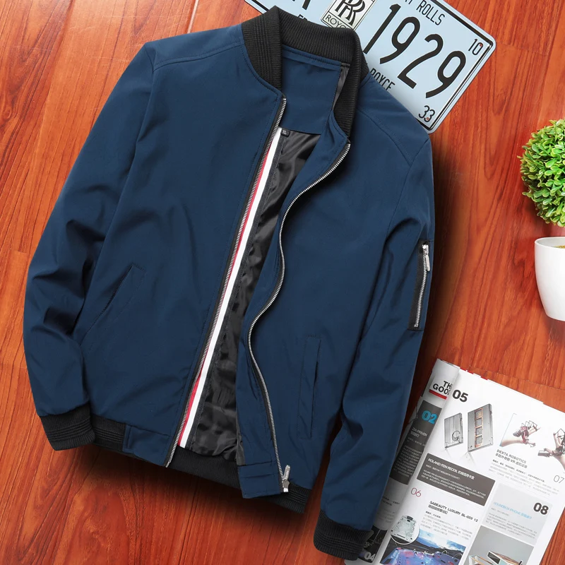 Reviews 2019 Spring New Men's Bomber Zipper Jacket Male Casual Streetwear Hip Hop Slim Fit Pilot Coat Men Clothing Plus Size 6XL