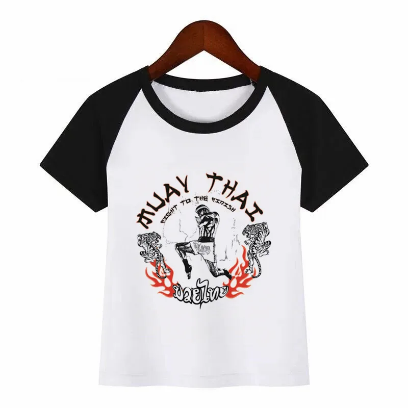 Fighting Muay Thai Fight Летний стиль Забавные милые топы для девочек модная уличная одежда Harajuku футболка для мальчиков уличная детская футболка