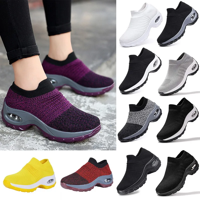 Lady Womens Breathable Platform Walking Athletic Gym Slip-On Sneakers Shoes Size