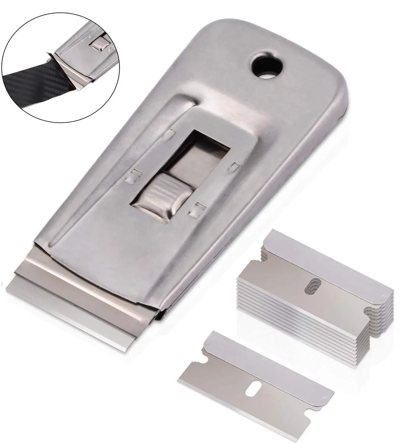 

FOSHIO Vinyl Film Wrap Razor Scraper + 10pcs Blade Auto Window Tint Glass Oven Household Cleaning Tool Car Stickers Glue Remover