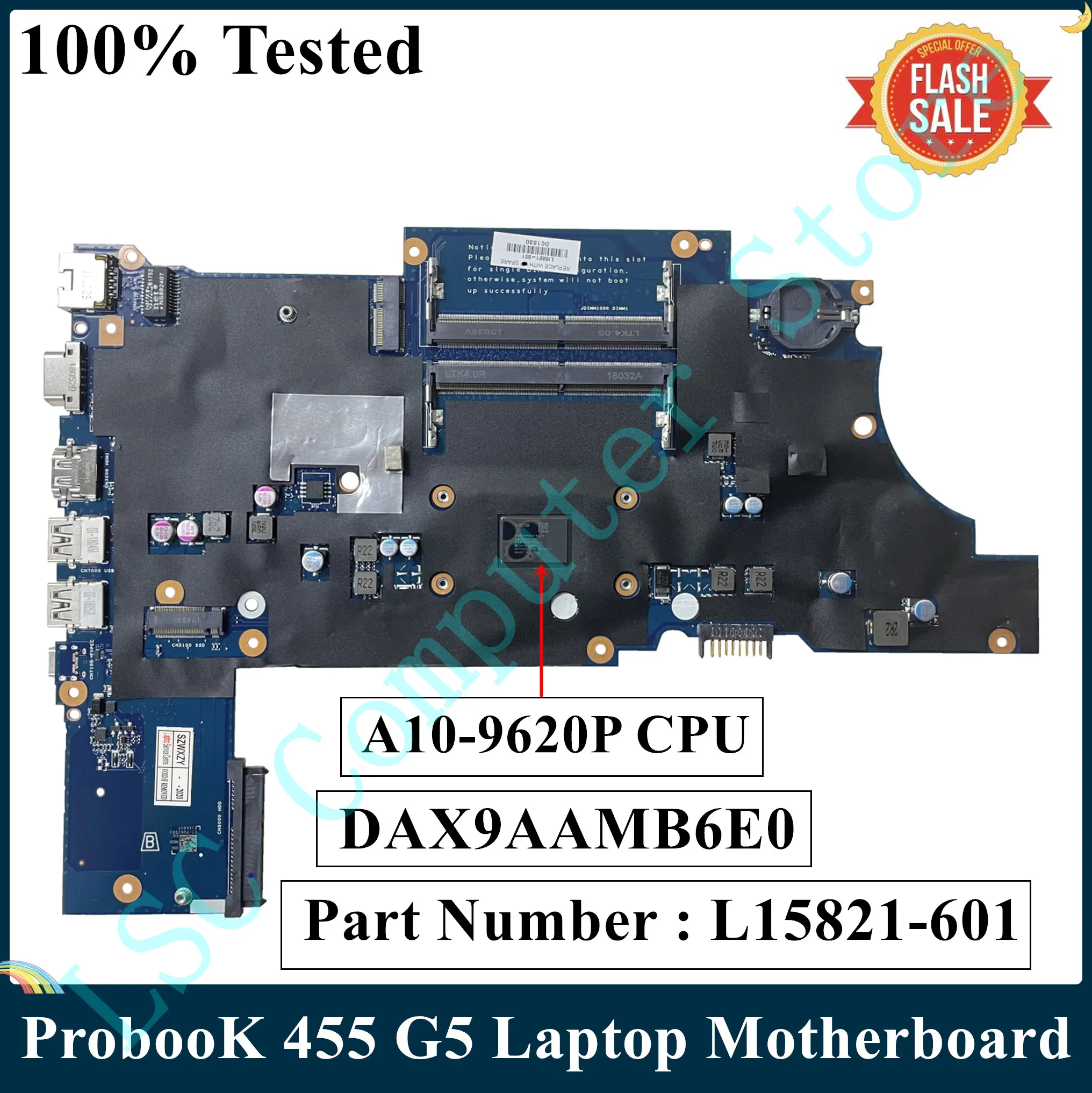 Lsc Refurbished For Hp Probook 455 G5 Laptop Motherboard With A10-9620p Cpu  L15821-601 L15821-001 Dax9aamb6e0 - Laptop Motherboard - AliExpress