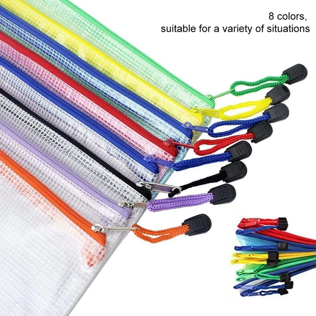 16Pcs Mesh Zipper Pouch Document Bag,Waterproof Zip File Folders