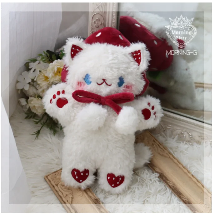 Cute White Plush Strawberry Cat Japanese Kawaii Lolita Dolls Handbag Cosplay Harajuku Soft Sister Messenger Bag JK Shoulder Bags |
