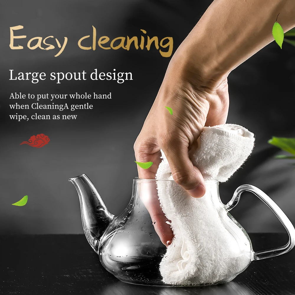 800ml Heat Resistant Teapot with Stainless Steel Infuser Tea Pot Borosilicate Glass Kettle Teapots Stainer for Loose Leaf Tea