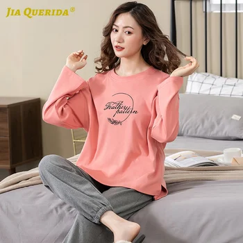 

New Homesuit Homeclothes Sleepwear Fashion Style Casual Style Sports Style Pajamas Set Woman Clothes 100% Cotton Pj Set