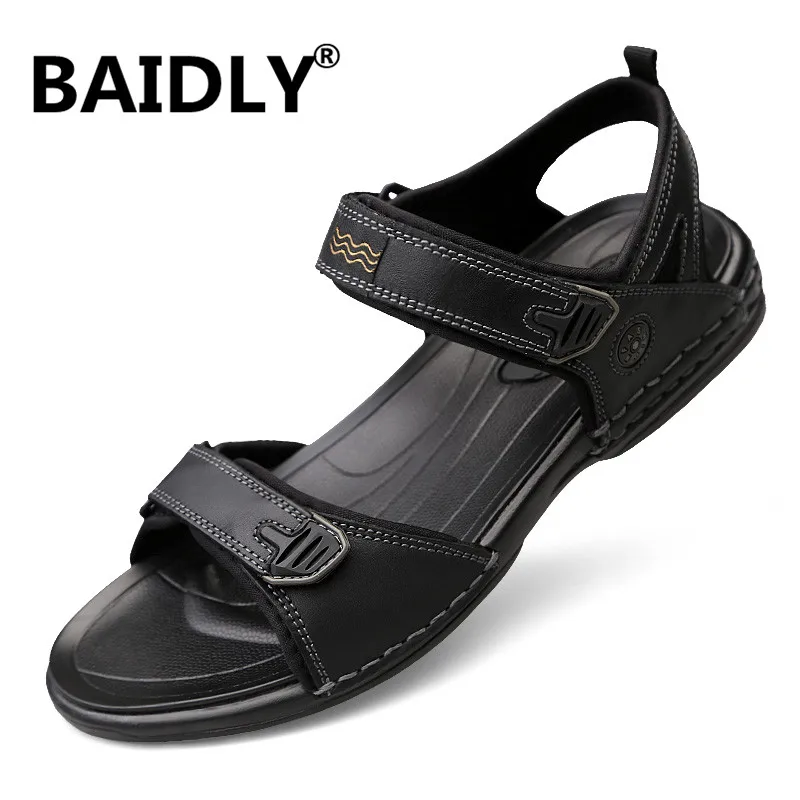 Мужские сандалии из натуральной кожи; классические пляжные сандалии в римском стиле; удобные летние сандалии; пляжные мужские повседневные кроссовки