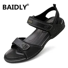 Мужские сандалии из натуральной кожи; классические пляжные сандалии в римском стиле; удобные летние сандалии; пляжные мужские повседневные кроссовки