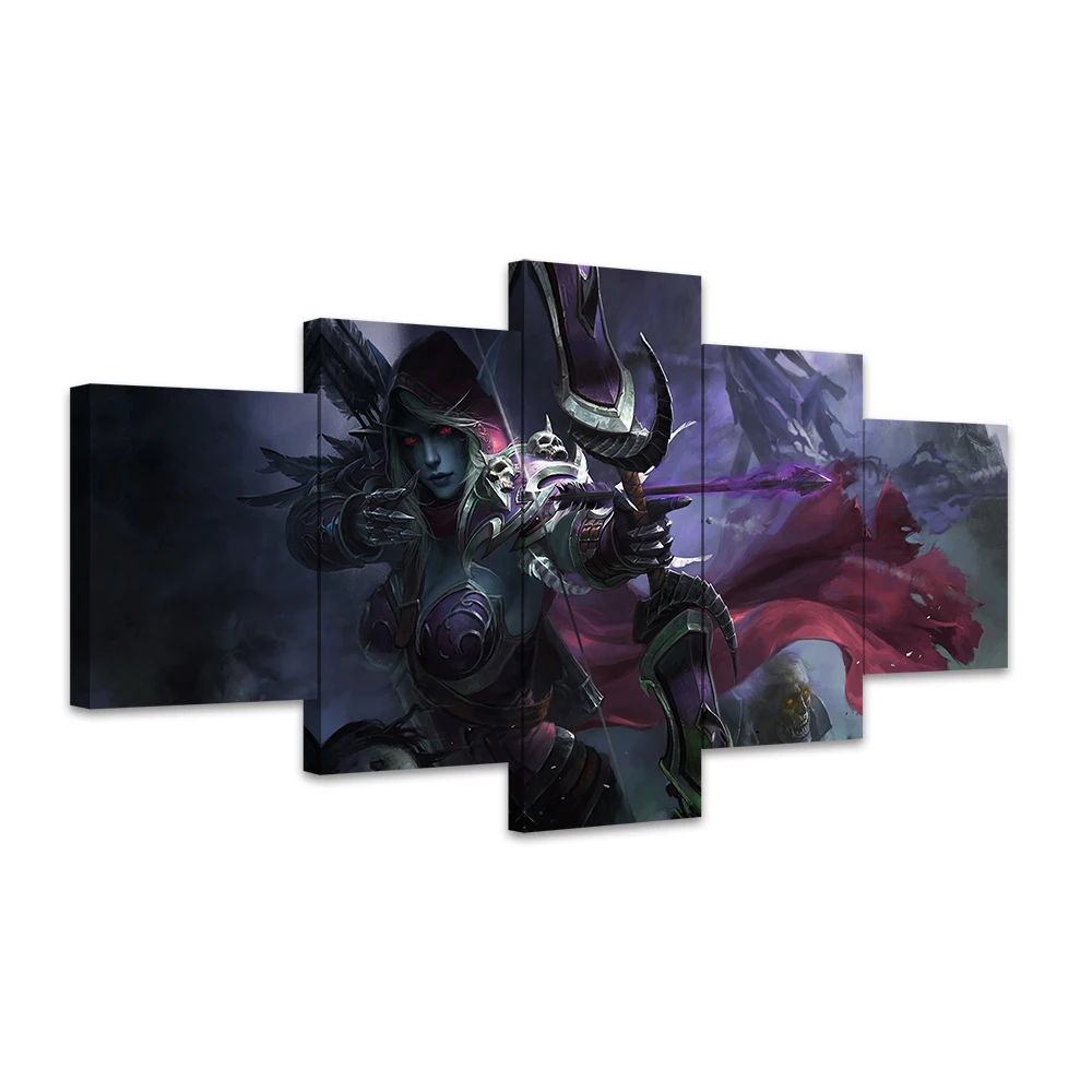 5 штук Sylvanas Windrunner World of Warcraft Битва за Azeroth Undead эльф Фантазия девушка игра плакат искусство Декор стены картины