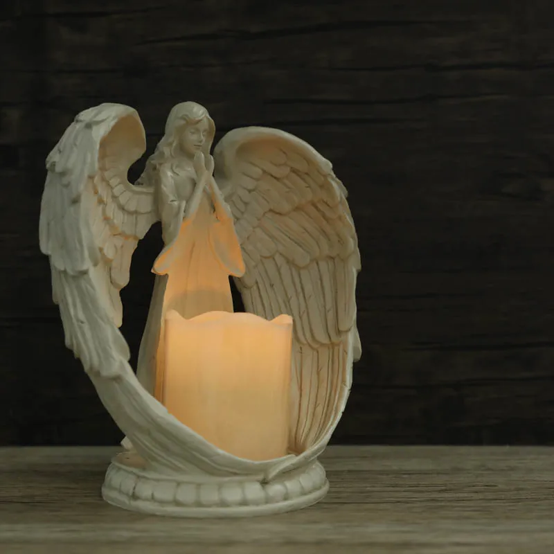 

[MGT] Angel Prayer Electronic Candle Holder Wedding Gift European Home Decoration Decoration fairy garden Resin Fairy