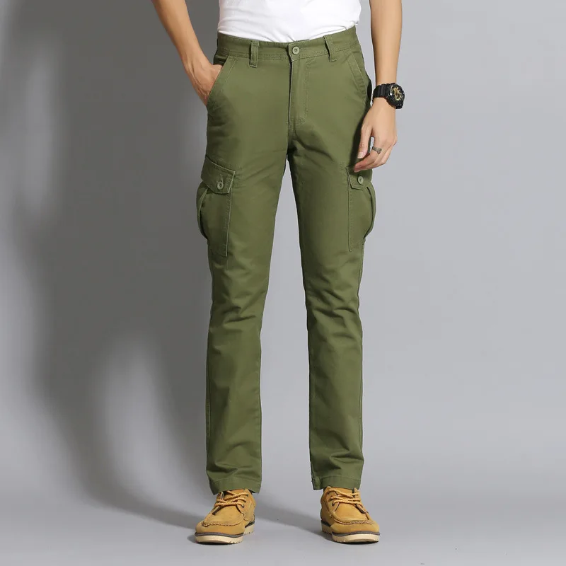

Men Straight-Cut Bib Overall Multi-pockets Pure Cotton Loose-Fit Outdoor Pants MEN'S Casual Pants Wear-Resistant Army Pants Comf