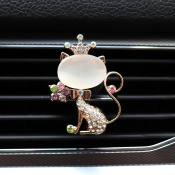

Car Decoration Diamond Cat Car Air Freshener Auto Outlet Perfume Clip Car Ornaments Bling Car Accessories For Women Girls Gifts