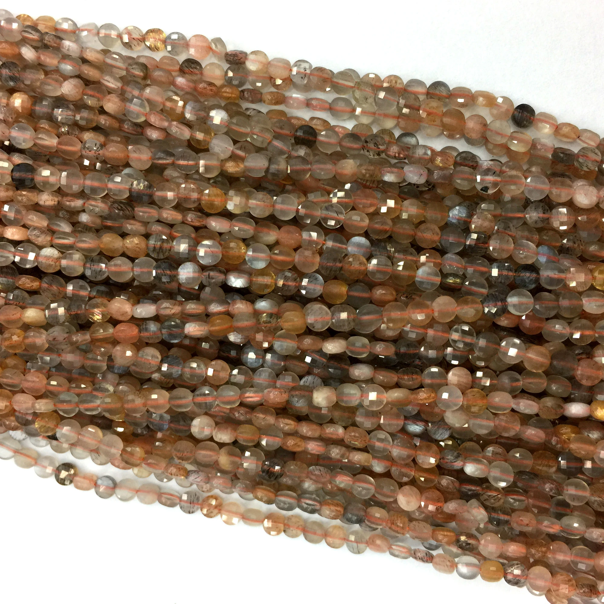 Genuine Natural Gray Orange Gold Sunstone Flash Light Hand Cut Faceted Flat Coin Small Beads Necklaces Or Bracelets 4 6mm Beads Aliexpress