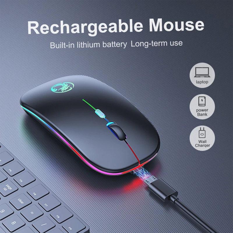 Wireless Mouse For Computer Bluetooth RGB Mouse Silent Rechargeable Mause Ergonomic USB Mice Backlit PC Gamer Mouse For Laptop microsoft wireless mouse 1000