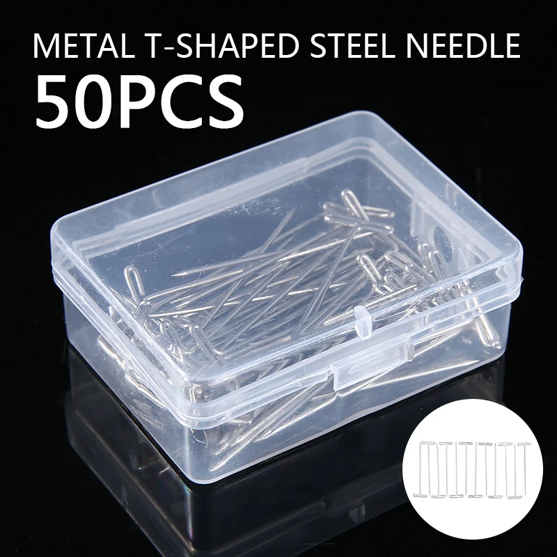 50pcs Wig T-Pins 51mm 2' Silver Metal Nickel-Plated Steel Making Mold With Storage Box For Modelling Hair Tools | Дом и сад