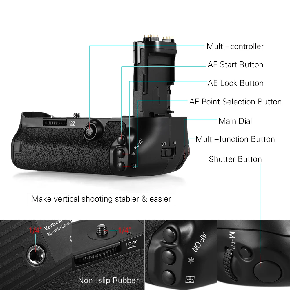 Andoer BG-1W вертикальный Батарейный держатель Замена для BG-E20 для Canon EOS 5D Mark IV DSLR камеры