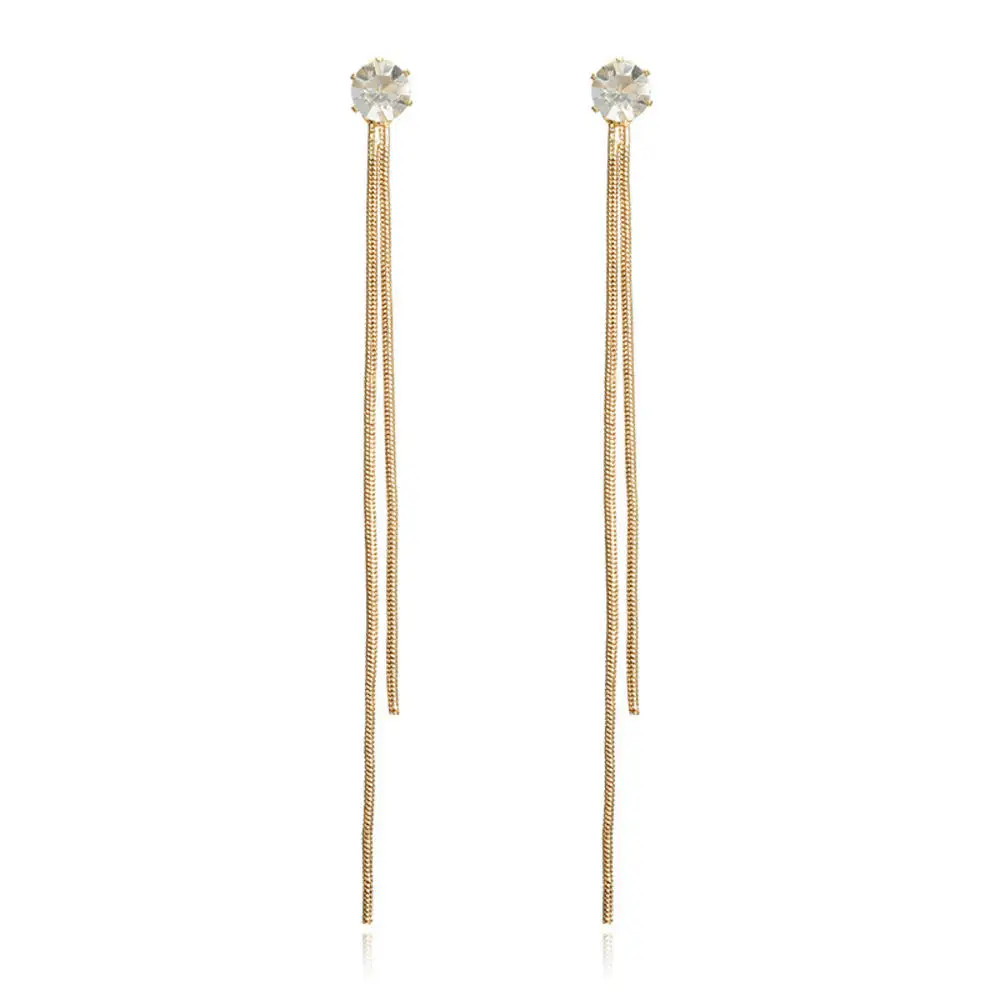 Drop Earrings Dangle Earrings Crystal Earrings Long Earrings Fashion Crystal Simple Long Chain Earring for Women Dangle Hanging Metal Cable Drop Earring Minimalist Jewelry Brinco Bijoux