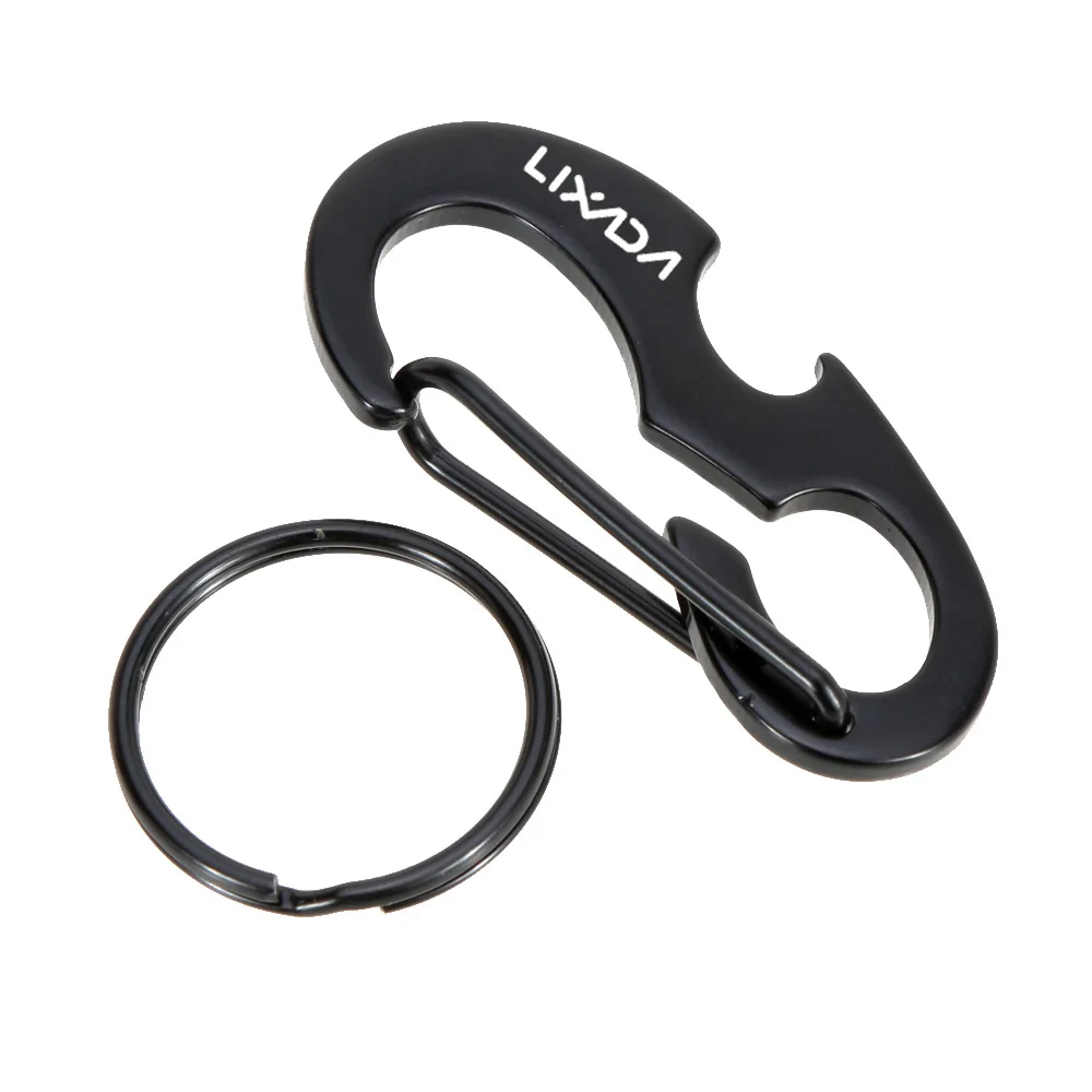 

Lixada D Shape Buckle Snap Clip Outdoor Camping Carabiner Multifunctional Pocket Tool Bottle Opener Keychain Ring